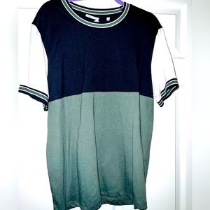 LEVEL TEN COLOR BLOCK MEN’S T-SHIRT STONE OLIVE, NAVY & CREAM